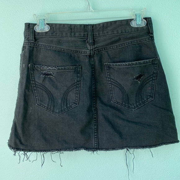 Hollister Black Denim Jean Mini Skirt Distressed - Picture 6 of 6